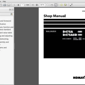 Komatsu D475A-5E0, D475ASD-5E0 Crawler Bulldozer Shop Manual SEN00203-16 - PDF DOWNLOAD