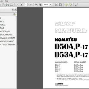 Komatsu D50A-17, D50P-17, D53A-17, D53P-17 Crawler Bulldozer Shop Manual SEBM01301707 - PDF DOWNLOAD