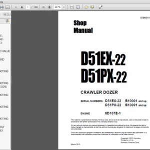 Komatsu D51EX-22 D51PX-22 Crawler Dozer Shop Manual - PDF DOWNLOAD