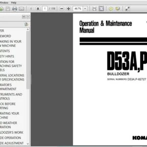 Komatsu D53A,P-17 Bulldozer Operation & Maintenance Manual SN 82727 and Up - PDF DOWNLOAD
