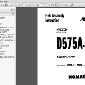 Komatsu D575A-2 Super Dozer Field Assembly Instruction Manual SN 10012 and up - PDF DOWNLOAD