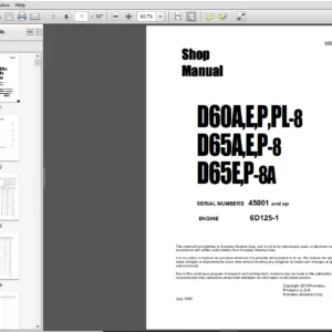 Komatsu D60A-8, D60E-8, D60P-8, D60PL-8, D65A-8, D65E-8, D65P-8 Bulldozer Shop Manual SEBM01440809 - PDF DOWNLOAD