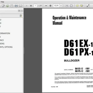Komatsu D61EX-12 D61PX-12 Bulldozer Operation & Maintenance Manual SN 1001 and up - PDF DOWNLOAD