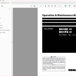 Komatsu D61EX-23 D61PX-23 Bulldozer Operation & Maintenance Manual SN 30001 and up - PDF DOWNLOAD