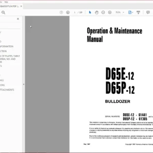 Komatsu D65E-12, D65P-12 Bulldozer Operation & Maintenance Manual SN 61441, 61365 And Up - DOWNLOAD