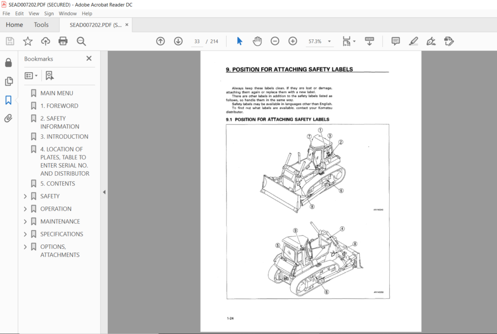 Komatsu D65EX-12 D65PX-12 Bulldozer Operation & Maintenance Manual SN