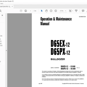 Komatsu D65EX-12 D65PX-12 Bulldozer Operation and Maintenance Manual SN 61446, 61369 and up - PDF DOWNLOAD
