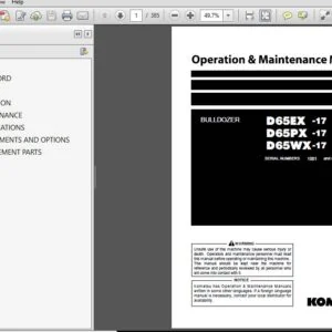 Komatsu D65EX-17 D65PX-17 D65WX-17 Bulldozer Operation & Maintenance Manual SN 1001 and up - PDF DOWNLOAD