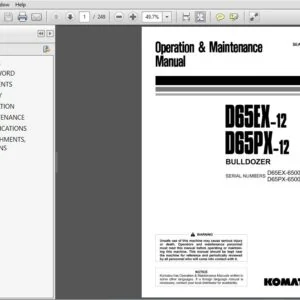 Komatsu D65Ex-12 D65Px-12 Dozer Operation Maintenance Manual SN 65001 and up - PDF DOWNLOAD