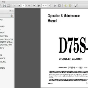 Komatsu D75S-5 Crawler Loader Operation & Maintenance Manual SN 16591 and Up - PDF DOWNLOAD