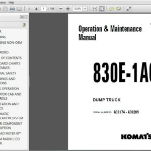 Komatsu Dump Truck 830E-1Ac Operation & Maintenance Manual SN A30174 - A30209 - PDF DOWNLOAD