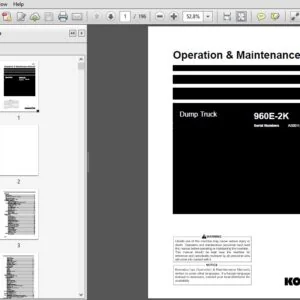 Komatsu Dump Truck 960E-2K Operation & Maintenance Manual SN A50011 and up - PDF DOWNLOAD