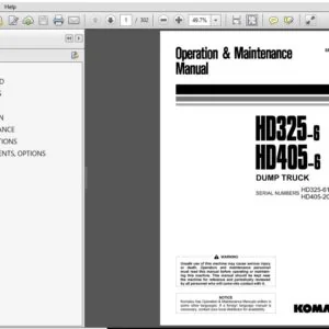 Komatsu Dump Truck HD325-6 HD405-6 Operator & Maintenance Manual SN 6188, 2087 and up - PDF DOWNLOAD
