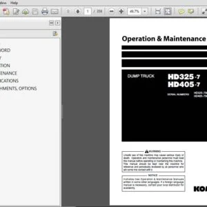 Komatsu Dump Truck HD325-7 HD405-7 Operation & Maintenance Manual SN 7569 and up - PDF DOWNLOAD