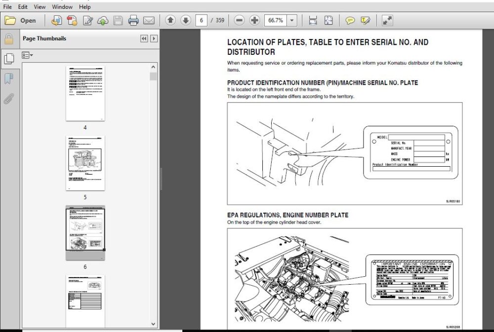 Komatsu Dump Truck HD325-7 HD405-7 Operation & Maintenance Manual SN ...