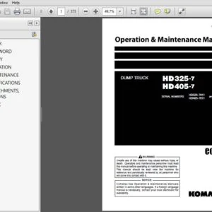 Komatsu Dump Truck HD325-7 HD405-7 Operation & Maintenance Manual SN 7611 and up - PDF DOWNLOAD