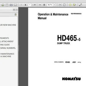 Komatsu Dump Truck HD465-5 Operator & Maintenance Manual SN 4001 and up - PDF DOWNLOAD
