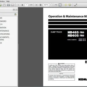Komatsu Dump Truck HD465-7EO HD605-7EO Operation & Maintenance Manual SN 10718 and up - PDF DOWNLOAD