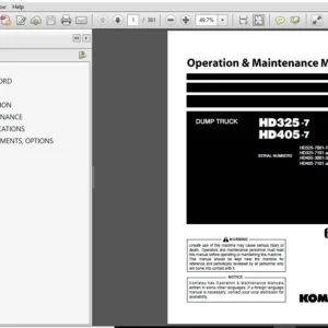 Komatsu Dump Truck HM325-7 HD405-7 Operation & Maintenance Manual TEN00137-09 - PDF DOWNLOAD