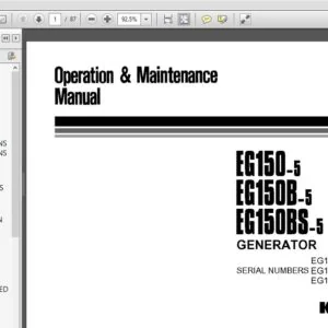 Komatsu EG150-5, EG150B-5, EG150BS-5 Generator Operation & Maintenance Manual SN 6001 and up - PDF DOWNLOAD