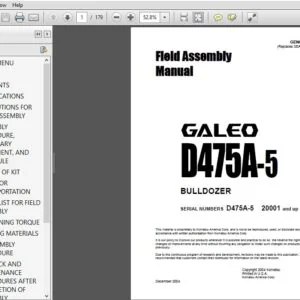 Komatsu GALEO D475A-5 Bulldozer Field Assembly Manual SN 20001 and up - PDF DOWNLOAD