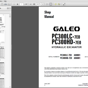 Komatsu GALEO  PC300LC-7E0, PC300HD-7E0 Excavator Shop Manual CEBM016802 - PDF DOWNLOAD