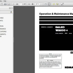 Komatsu GALEO WA600-6 Wheel Loader Operation & Maintenance Manual 60001 and up - PDF DOWNLOAD