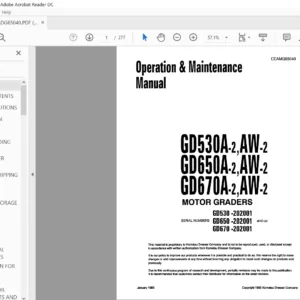 Komatsu GD530 650 670 A/AW-2 Motor Graders Operation & Maintenance Manual SN 202001 and up - PDF DOWNLOAD