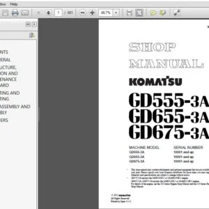 Komatsu GD555-3A, GD655-3A, GD675-3A Motor Grader Shop Manual SEBM021008 - PDF DOWNLOAD