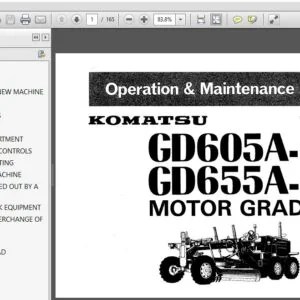 Komatsu GD605A-1 GD655A-1 Motor Grader Operation & Maintenance Manual SN 50002, 60001 and up - PDF DOWNLOAD