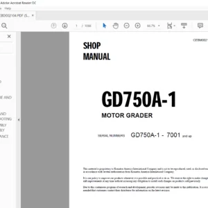 Komatsu GD750A-1 Motor Grader Shop Manual 7001 and up - PDF DOWNLOAD