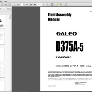 Komatsu Galeo D375A-5 Bulldozer Field Assembly Instruction Manual SEAW003103 - PDF DOWNLOAD