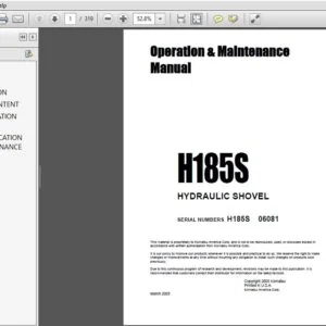 Komatsu H185S Hydraulic Shovel Operation & Maintenance Manual SN 06081 - PDF DOWNLOAD