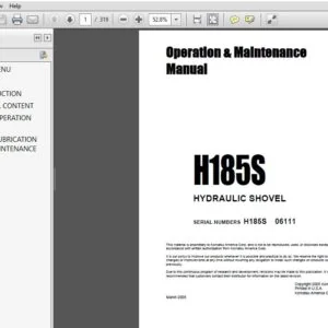 Komatsu H185S Hydraulic Shovel Operation & Maintenance Manual SN 06111 - PDF DOWNLOAD