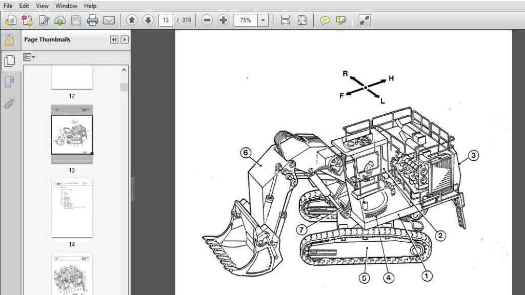 Komatsu H185S Hydraulic Shovel Operation & Maintenance Manual SN 06111 ...