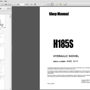 Komatsu H185S Hydraulic Shovel Shop Manual - PDF DOWNLOAD