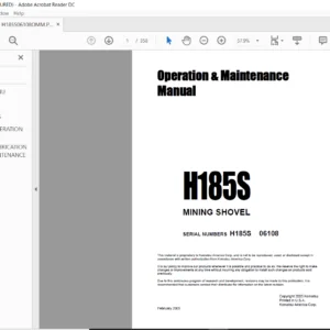 Komatsu H185S Mining Shovel Operation & Maintenance Manual SN 06108 and up - PDF DOWNLOAD