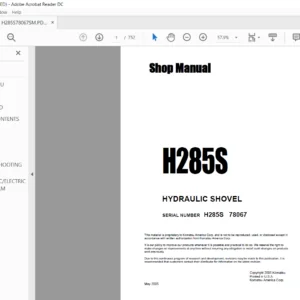 Komatsu H285S Hydraulic Shovel Shop Manual SN 78067 - PDF DOWNLOAD