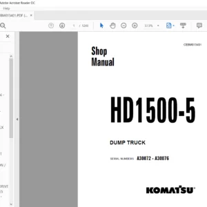 Komatsu HD1500-5 Dump Truck Shop Manual SN A30072-A30076 - PDF DOWNLOAD