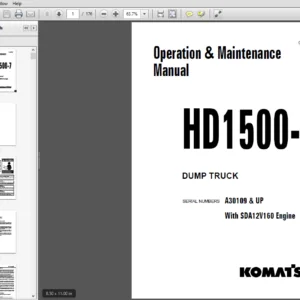 Komatsu HD1500-7 Dump Truck Operation & Maintenance Manual A30109 & UP - PDF DOWNLOAD