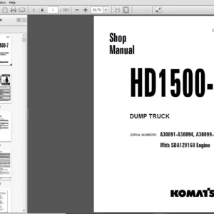 Komatsu HD1500-7 Dump Truck Shop Manual SL NO A30091-A30094, A30099-A30103  - PDF DOWNLOAD