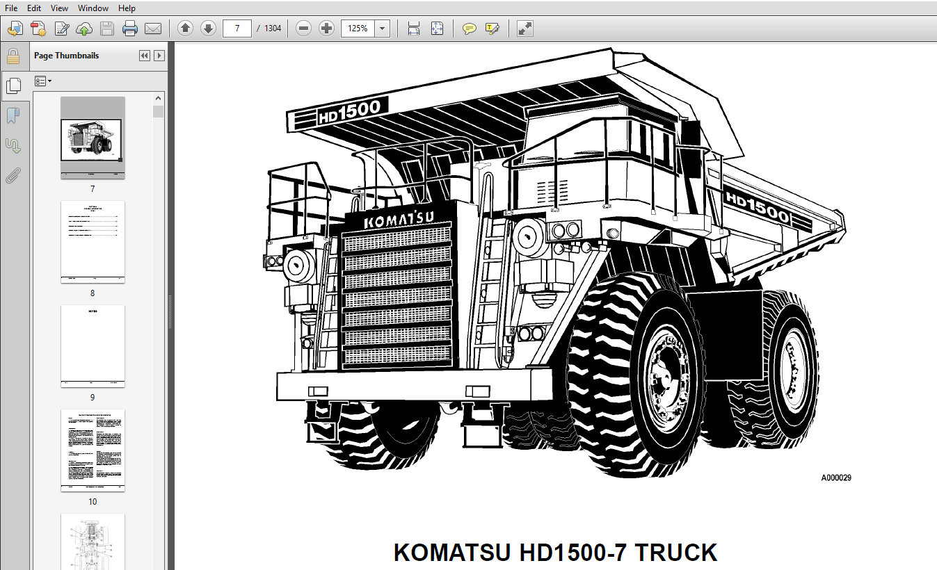 Komatsu HD1500 Dump Truck Shop Manual A30001 & UP - PDF DOWNLOAD