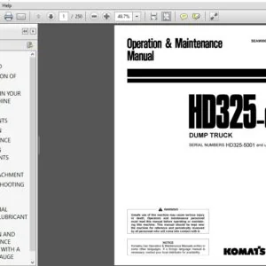 Komatsu HD325-6 Dump Truck Operation & Maintenance Manual SN 5001 And Up - PDF DOWNLOAD