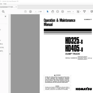 Komatsu HD325-6 HD405-6 Dump Truck Operation & Maintenance Manual SN 6001, 2001 and up - PDF DOWNLOAD