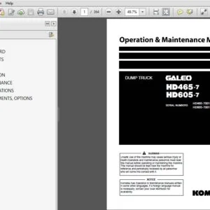 Komatsu HD465-7, HD605-7 GALEO Dump Truck Operation & Maintenance Manual SN 7001 and up - DOWNLOAD