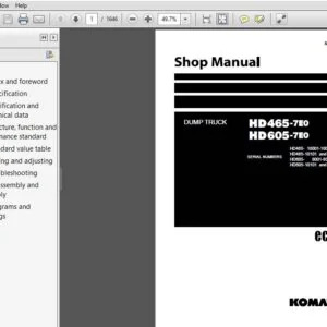 Komatsu HD465-7E0 HD605-7E0 Dump Truck Shop Manual SEN01081-18 - PDF DOWNLOAD