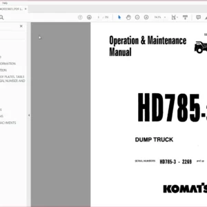 Komatsu HD785-3 Dump Truck Operation & Maintenance Manual SN 2269 and up - PDF DOWNLOAD