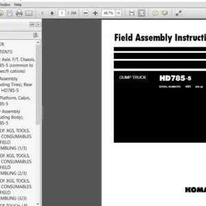 Komatsu HD785-5 Dump Truck Field Assembly Instruction Manual SN 4001 and up - PDF DOWNLOAD