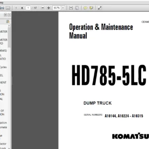 Komatsu HD785-5LC Dump Truck Operation & Maintenance Manual A10144, A10224-A10315 - PDF DOWNLOAD