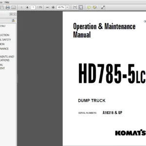 Komatsu HD785-5LC Dump Truck Operation & Maintenance Manual A10316 & UP - PDF DOWNLOAD